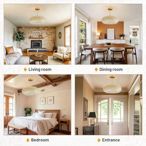 Gold Brass Semi Flush Mount Ceiling Light 15.7″