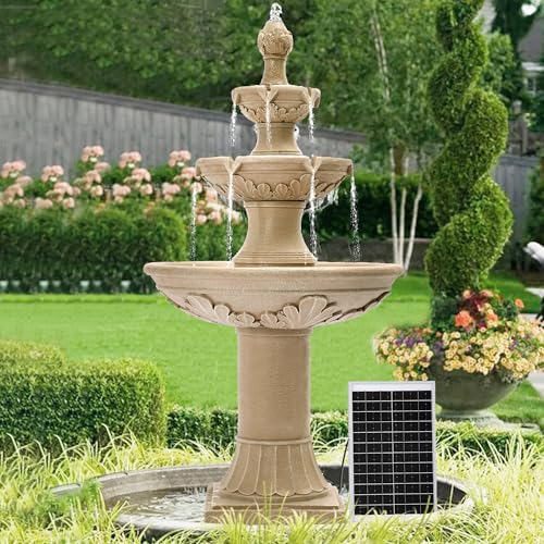 48.4" H Italian Solar Water Fountain Outdoor Fountains and Waterfall