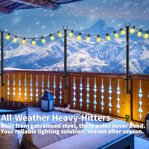 10 Pack String Light Poles for Deck (5 Foot)