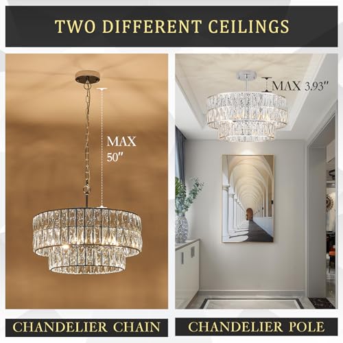 Chrome Crystal Chandelier 20" 6