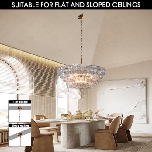 Clear Glass 47 inch Round Chandelier for Dining Room