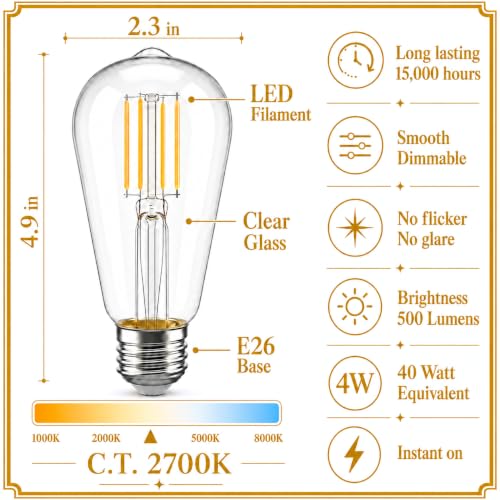 Vintage Edison LED Light Bulbs (4 Count)