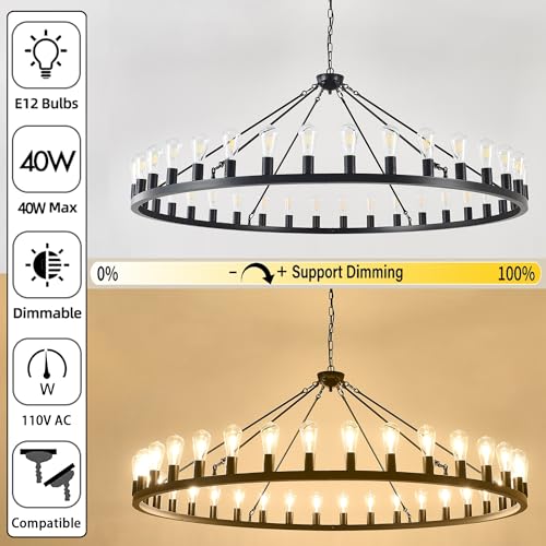Large black wagon wheel chandelier 64 inch
