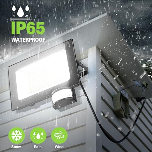 2 Pack 100W LED Flood Lights with Motion Sensor (2 Count)