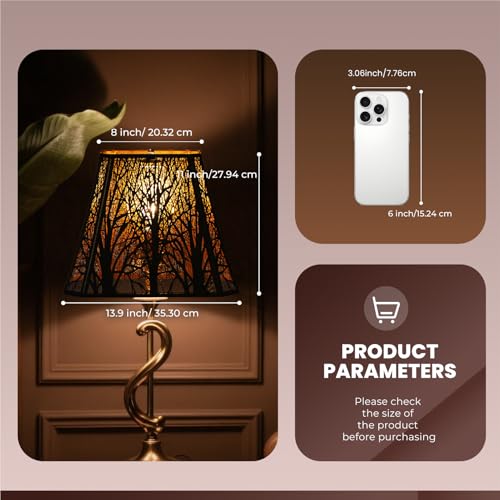 Rectangle Large Metal Lampshade Forest Etching Forest Lamp Shade Pattern Fits For Table Lamps And Floor Lamps Spider Fitter