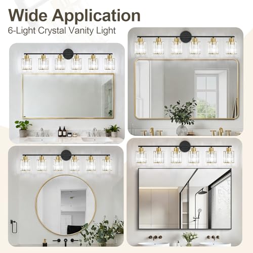 Modern Black Gold Crystal Bathroom Light Fixtures