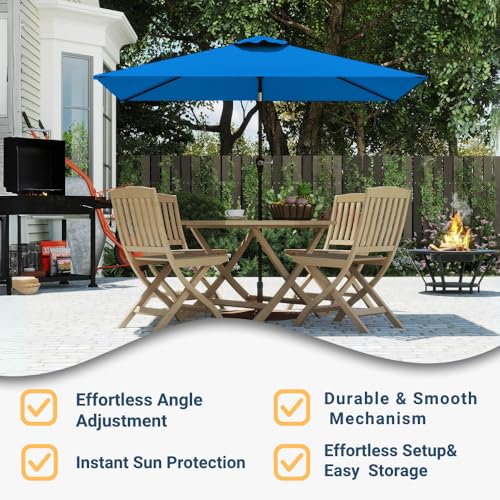 6.5' x 10' Rectangular Patio Umbrella Large Outdoor Market Umbrella w