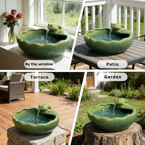 Ceramic Solar Fountain Outdoor with Battery Backup