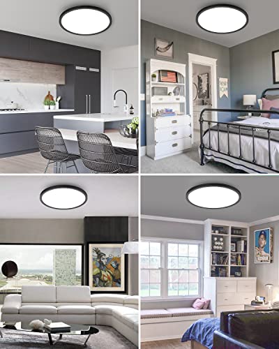 6PACK Flush Mount LED Ceiling Light Fixture Black (6 Count)