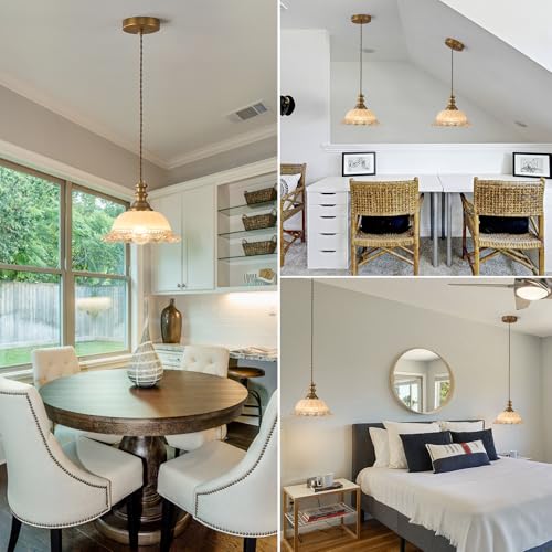 Glass Pendant Lights Modern Pendant Lighting Fixtures Hanging Lamp for Kitchen Island Bedroom Dining Room Coffee Shop Hallway Brown and Brass