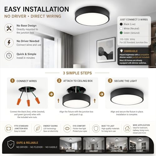 Flush Mount Ceiling Light (Black)