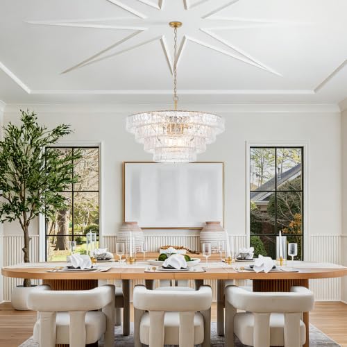Dia 35.75 Inches Modern Glass Chandelier for Dining Room