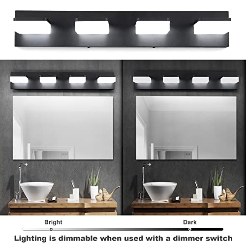 3 Colors Dimmable Black Vanity Lights for Bathroom (4 Count)