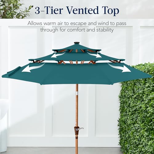 10ft 3 Tier Solar Patio Market Umbrella