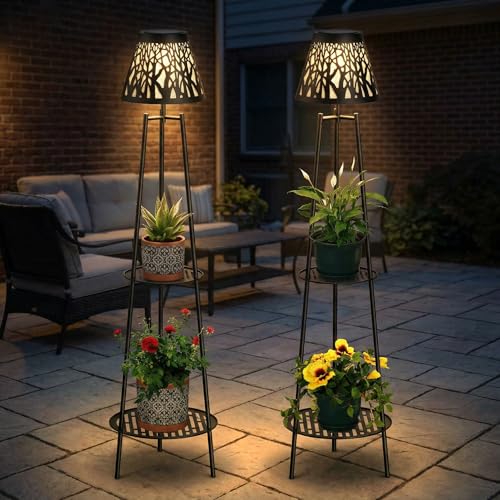 2 Pack Solar Floor Lamps Outdoor with 2 (2 Count)