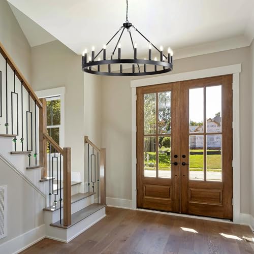 Black Wagon Wheel Chandelier
