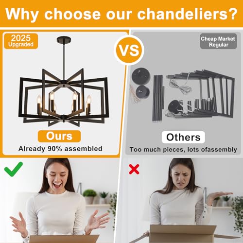 28" Modern Black Chandelier for Dining Room