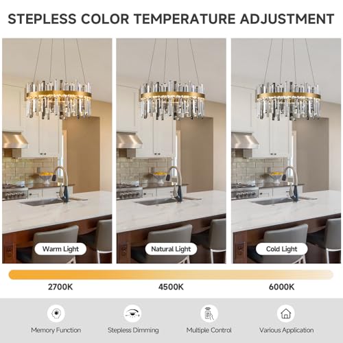 Led Modern Gold Smoke Grey Crystal Chandelier