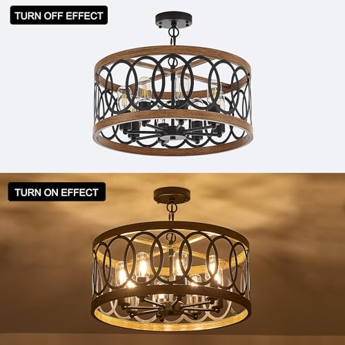 8 Light Farmhouse Drum Pendant Light