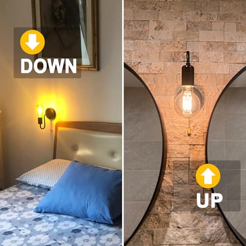 Hardwire Black Pull Chain Wall Light Fixture