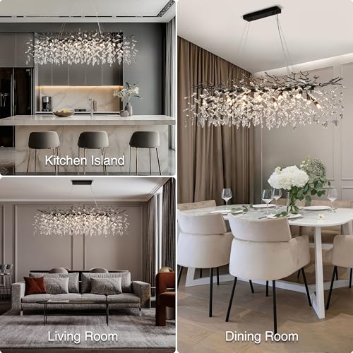 47" Black Crystal Chandelier