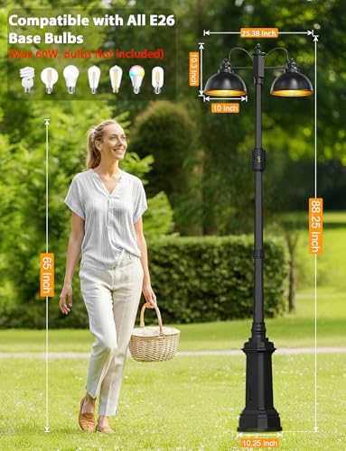 360° Motion Sensor Outdoor Post Lights with GFCI Outlet