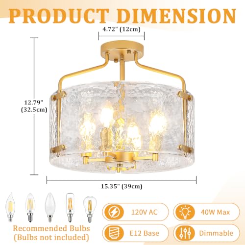 Modern Semi Flush Ceiling Light Gold Hallway Light Fixtures Entryway Lights