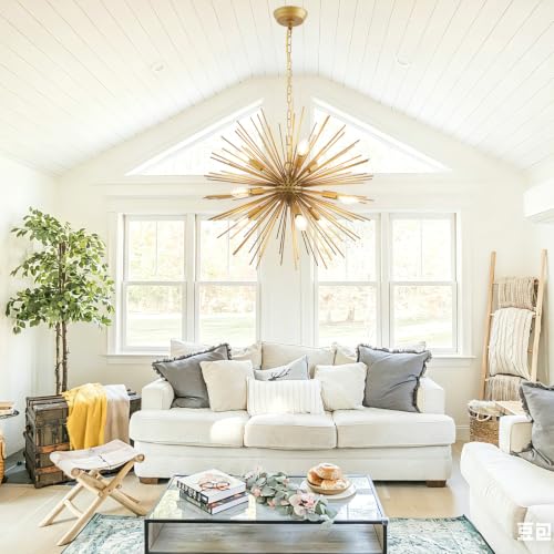 23.8in 9 Light Gold Sputnik Chandelier Mid