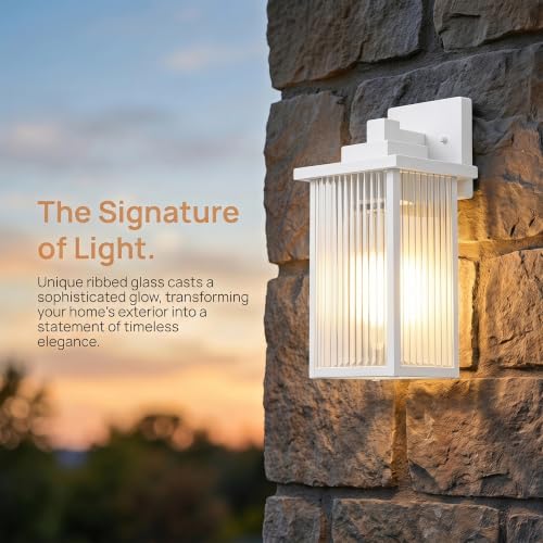2 Pack 13" White Outdoor Wall Light