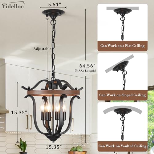 Black Farmhouse Chandelier 4 Lights