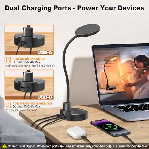 15W LED Desk Lamp with USB Charging Ports