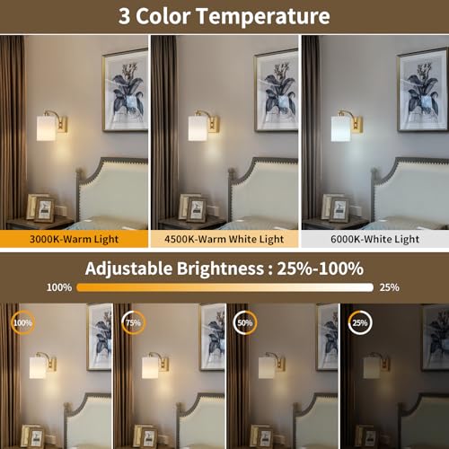 Gold Rechargeable Wall Sconces Set of 2 with Remote (2 Count)