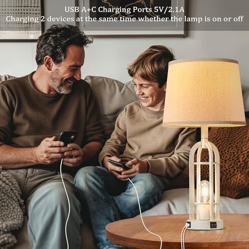 Farmhouse Table Lamps for Living Room Set of 2 (2 Count)