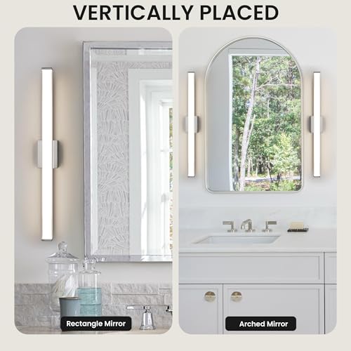 Modern LED Bathroom Vanity Light 36 inch 24W Dimmable 3CCT Bathroom Light Fixture Over Mirror Rectangle Bath Vanity Light Bar with Double Layer Acrylic Shade (36 inch(es))