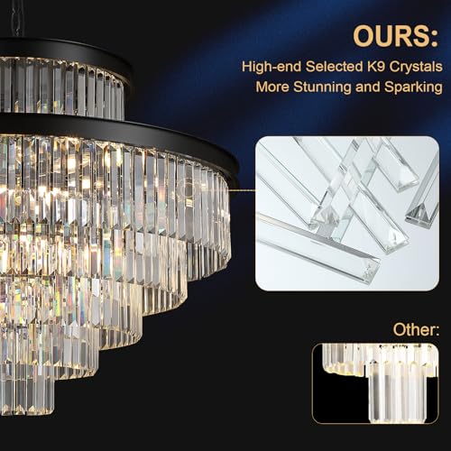 35" Large Black Crystals Chandelier 6