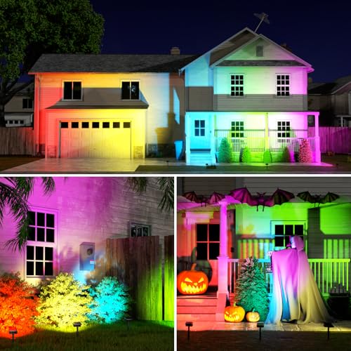 Color Changing Solar Spot Lights Outdoor 4 Pack (4 Count)