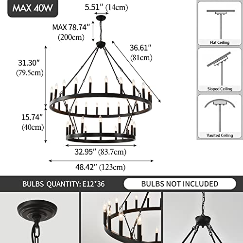 48" Wagon Wheel Chandelier 36