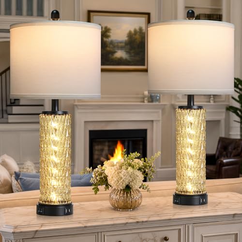 28" Crystal Table Lamp Set of 2 (2 Count)