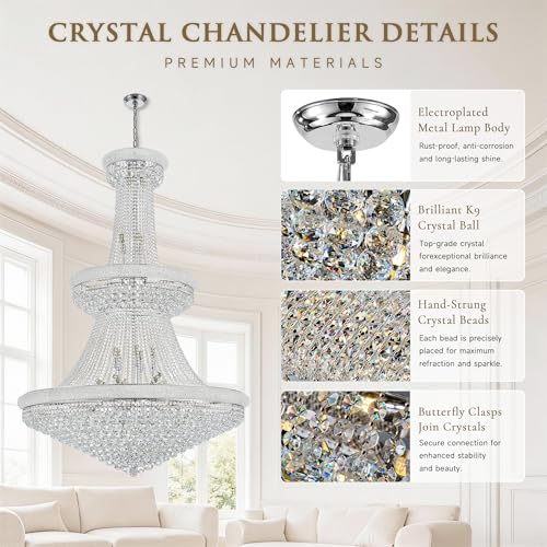 42 Lights Large Crystal Chandelier 48