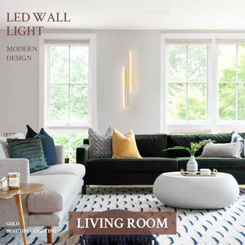 LED Wall Sconce Gold Modern Remote Wall Light Fixtures for Living Room