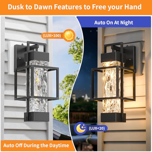 2 Pack Dusk to Dawn Outdoor Porch Light Fixtures Wall Mount (2 Count)