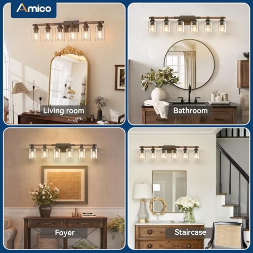 6 Light Farmhouse Bathroom Vanity Light