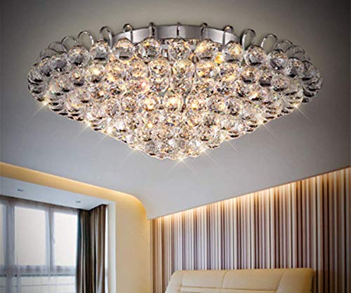 Luxury Crystal Chandelier Flush Mount 31.5" Modern Minimalist Design Pendant 15