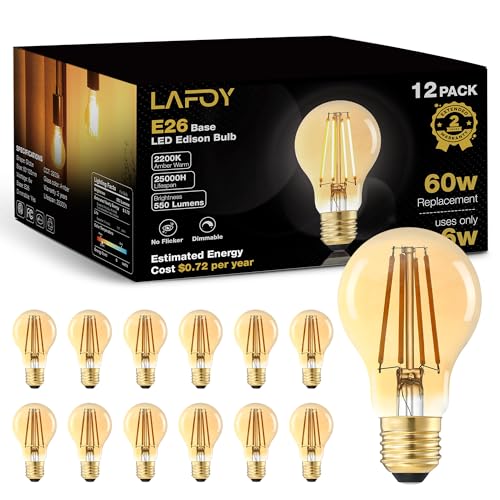 12 Pack A19 Amber Edison Bulbs (12 Count)