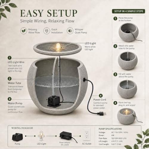 Modern Resin Water Fountain Natural Stone Look