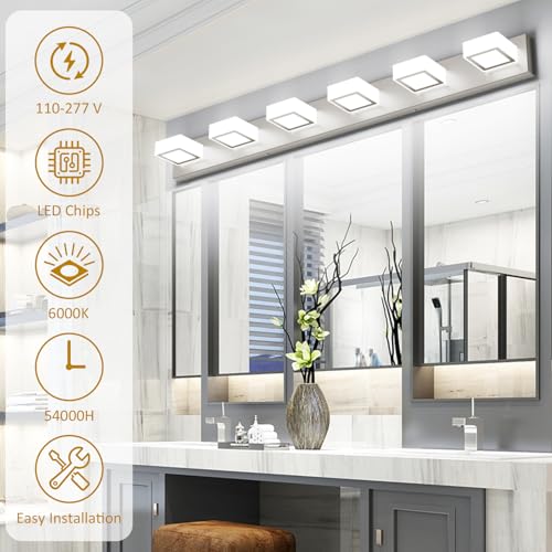 Brushed Nickel Bathroom Vanity Lights 48inch Metal Acrylic LED Modern Bathroom Wall Lighting Fixtures Over Mirror Brushed Nickel