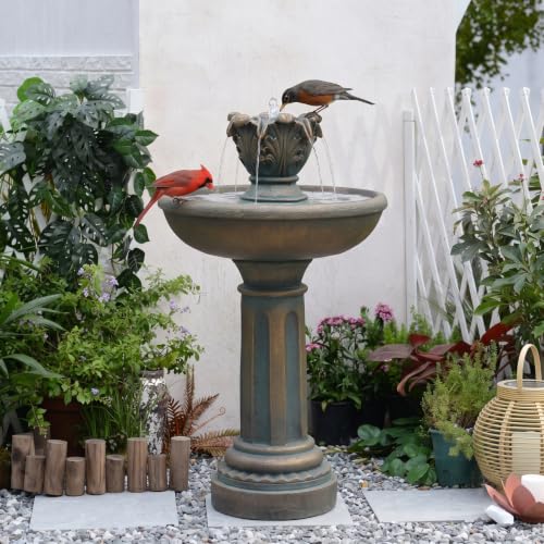 45" 3 Tier Outdoor Water Fountain with Quiet Pump