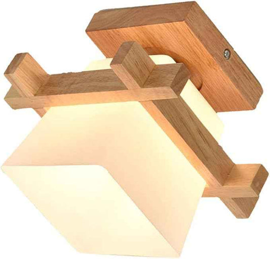 Flush Mount LED Ceiling Chandelier Wooden Ceiling Lamp Japanese Style for Bedroom Kitchen Living Room Hallway Hotel (Single Lamp Head, Without Bulb)