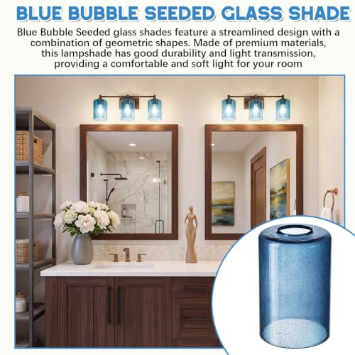 6 Pcs Blue Bubble Seeded Glass Lamp Shade 1 (6 Count)