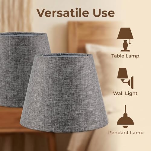 Set of 2 Medium Gray Spider Fitter Replacement Lamp Shades for Table Lamps (2 Count)